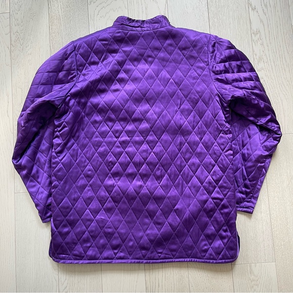 Vintage 90s Linea Dell’Olio 100% PURE SILK Quilted Mandarin Collar Puffer Jacket - Picture 5 of 15